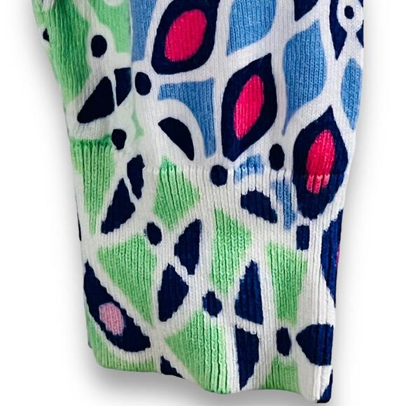 Talbots Cardigan Sweater Blue Green Medallion Print Classic Preppy PS - Picture 7 of 10